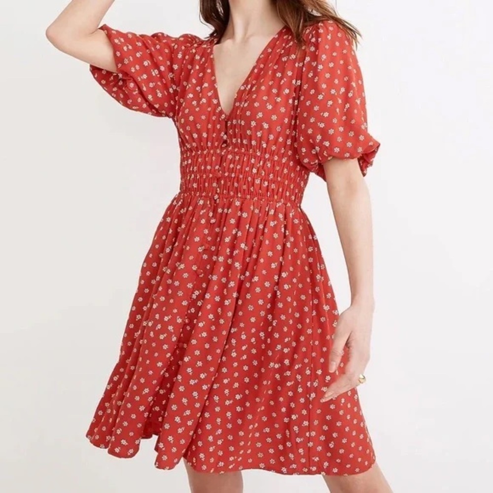 Madewell Rust Floral Midi Dress